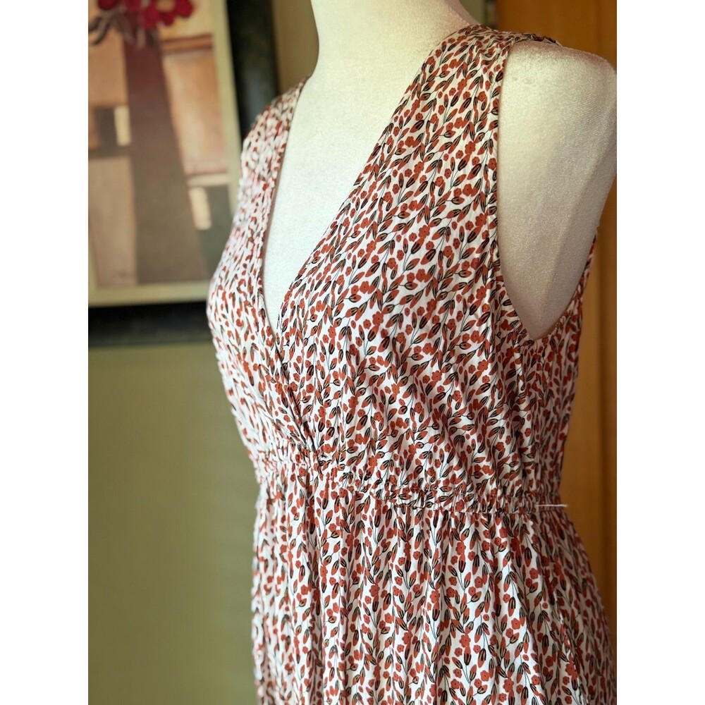 Max Studio Floral Midi Dress Sleeveless V-Neck Tiered Boho Large - Picture 3 of 8